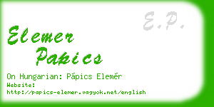 elemer papics business card